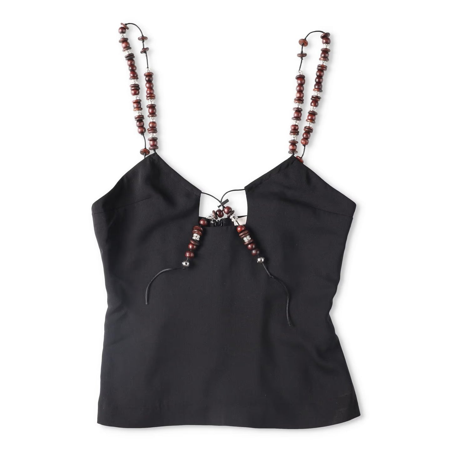16ARLINGTON Womens Solarte Strap Beads Cut Out Top Black Size 8 RRP 455