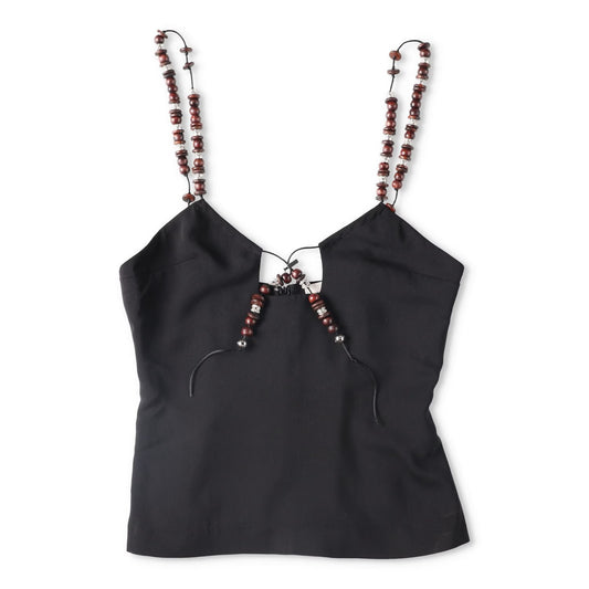 16ARLINGTON Womens Solarte Strap Beads Cut Out Top Black Size 8 RRP 455