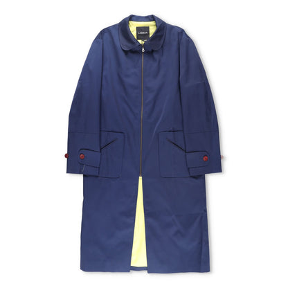 LABRUM Mens Overcoat Blue Zip Closure Button Accents Long Size S RRP 765