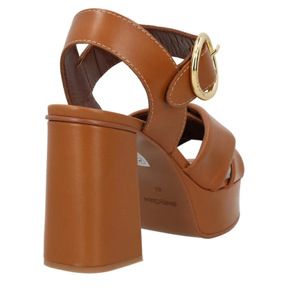 SEE BY CHLOE Womens Lyna Platform Leather Sandals Brown High Heel Tan UK8 RRP425 — View 6
