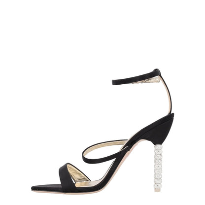 SOPHIA WEBSTER Rosalind Crystal Sandal Black Fabric Leather High Heel UK8 RRP500 — View 4