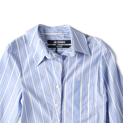 JACQUEMUS Womens La Chemise Pablo Long Sleeve Bown Stripe Shirt Black 36 RRP 591 — View 3
