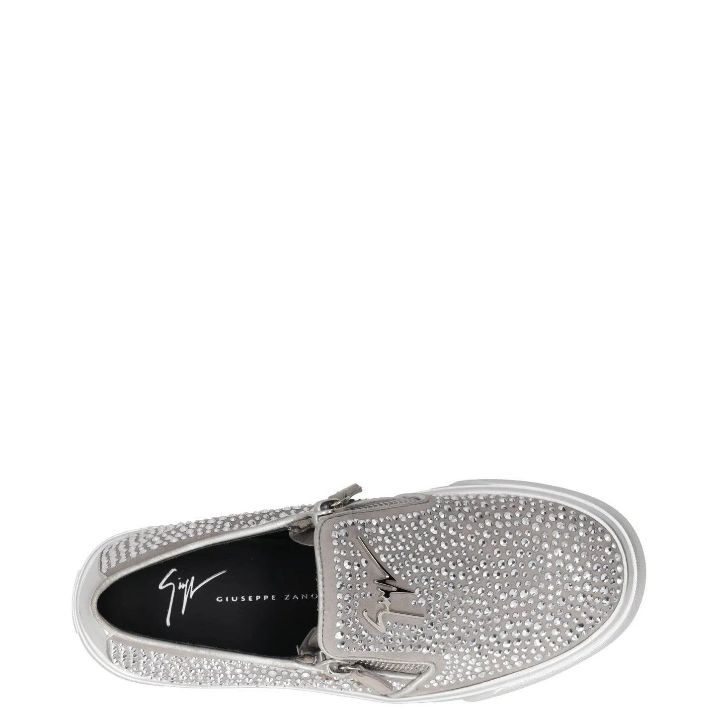 GIUSEPPE ZANOTTI Womens Trainers Silver Leather Embellished Low Top UK 3 RRP 400 — View 7