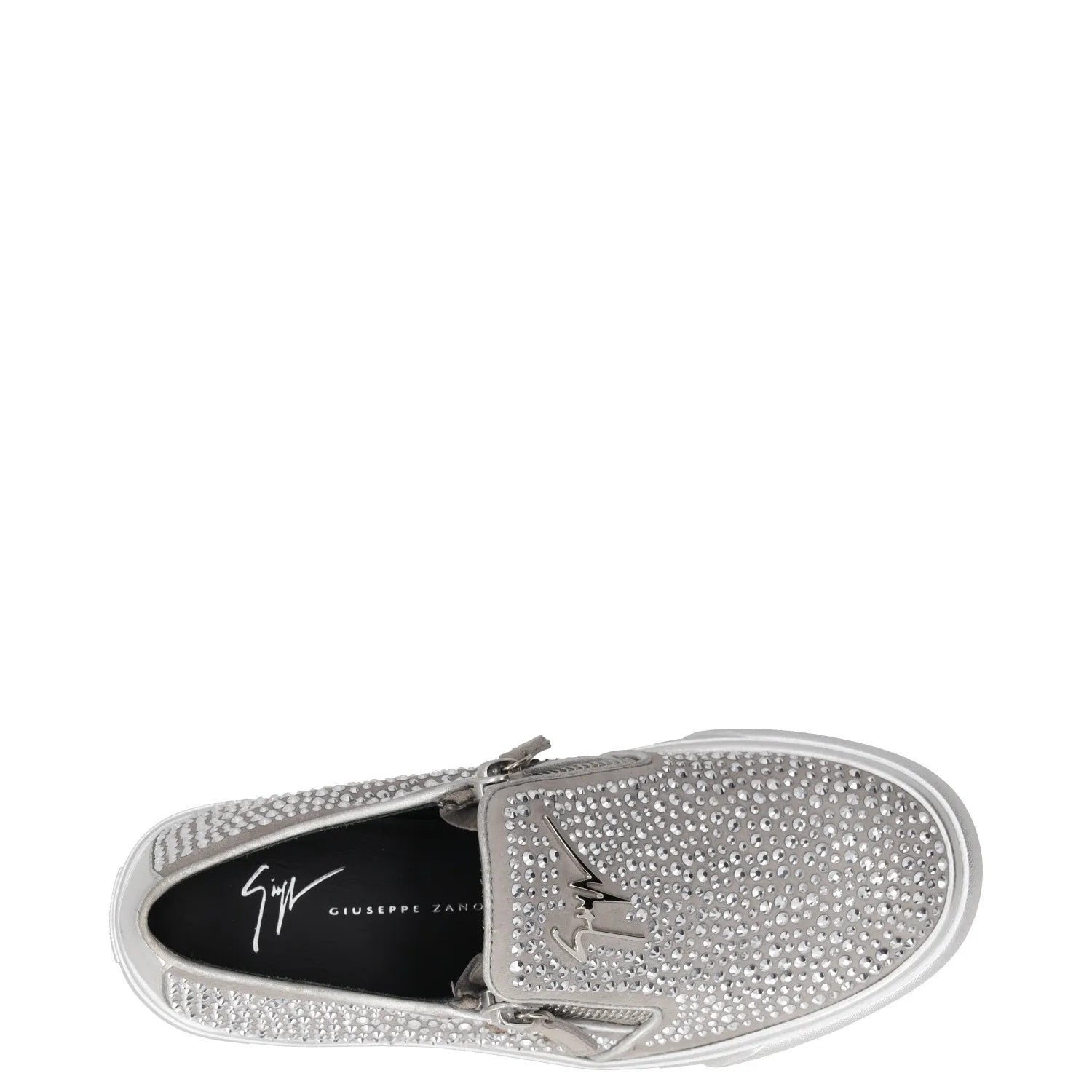 GIUSEPPE ZANOTTI Womens Trainers Silver Leather Embellished Low Top UK 3 RRP 400 — View 7