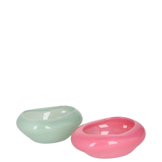 HELLE MARDAHL STUDIO Dish Green Pink Glass Bowl Set Modern Size S RRP 285