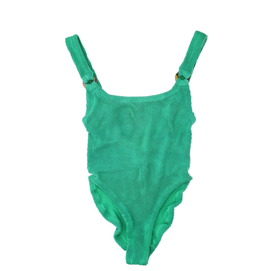 HUNZA G Womens Domino Swimdress Emerald Green Crinkle One Piece One Size RRP 150 — View 2