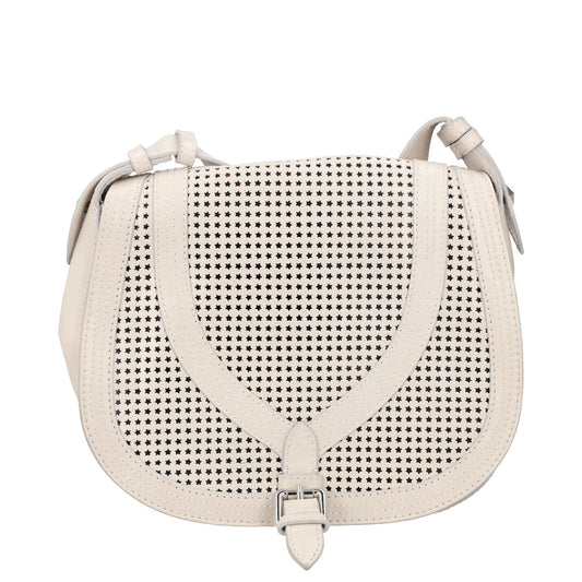 JUST CAVALLI Womens Saddle Handbag Beige Buckle Closure Matte Leather S RRP 300