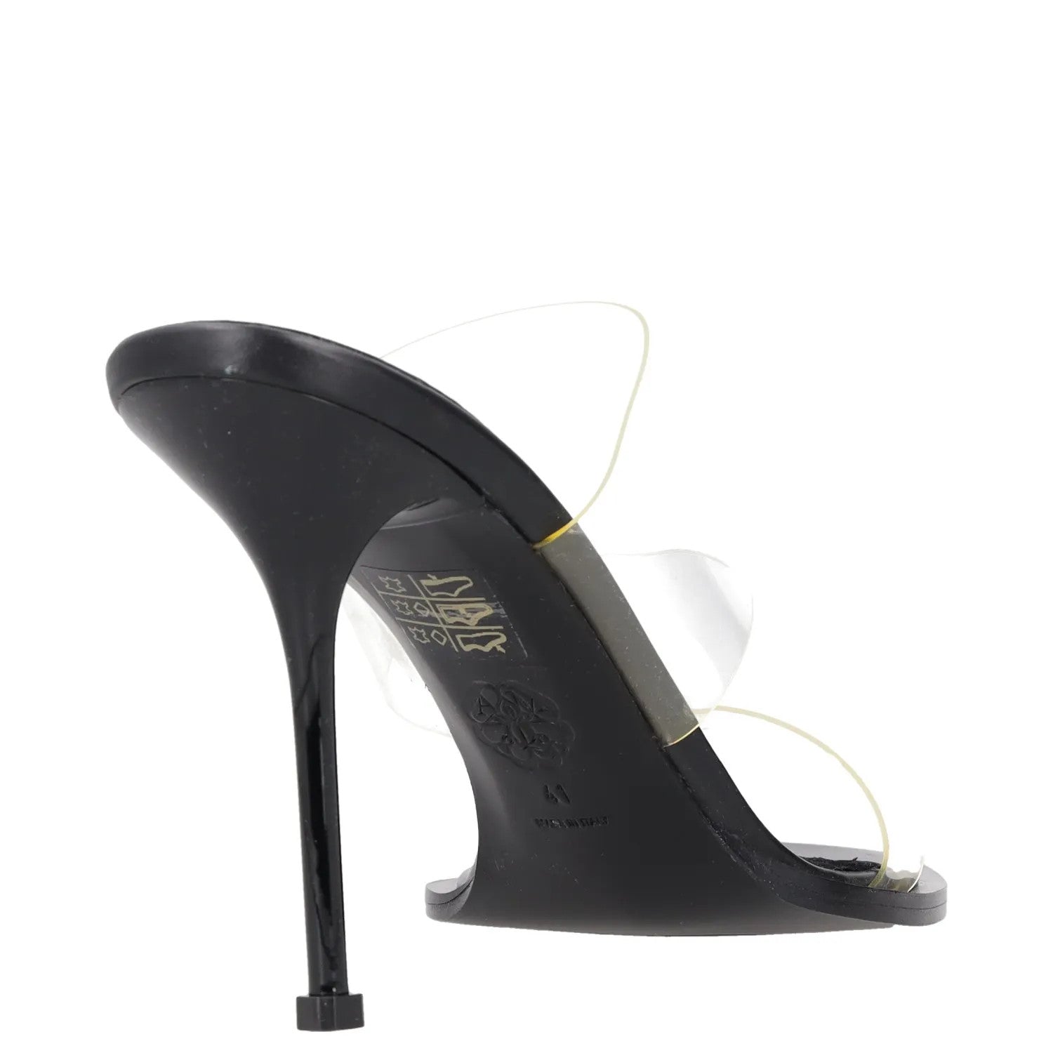 ALEXANDER MCQUEEN Womens Stiletto Heels Black Synthetic Clear Straps UK3 RRP 700 — View 6
