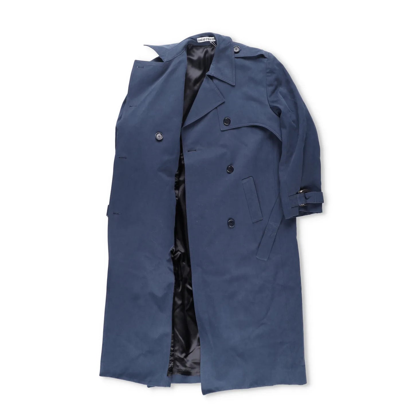 SINEAD O'DWYER Womens Trench Coat Cotton Drill Blue Wast Belt Long 12 RRP 2110 — View 8