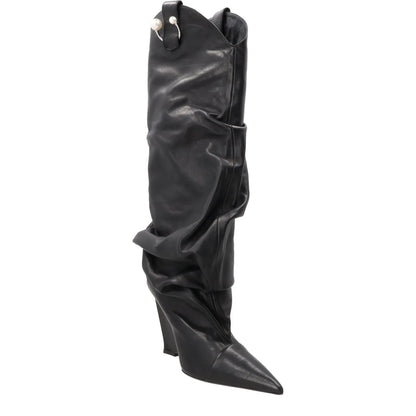 D'ACCORI Womens Arizona Boot 100 Leather Formal Black Wedge Heel EU 39.5 RRP1695 — View 2