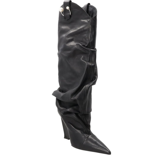 D'ACCORI Womens Arizona Boot 100 Leather Formal Black Wedge Heel EU 39.5 RRP1695 — View 2