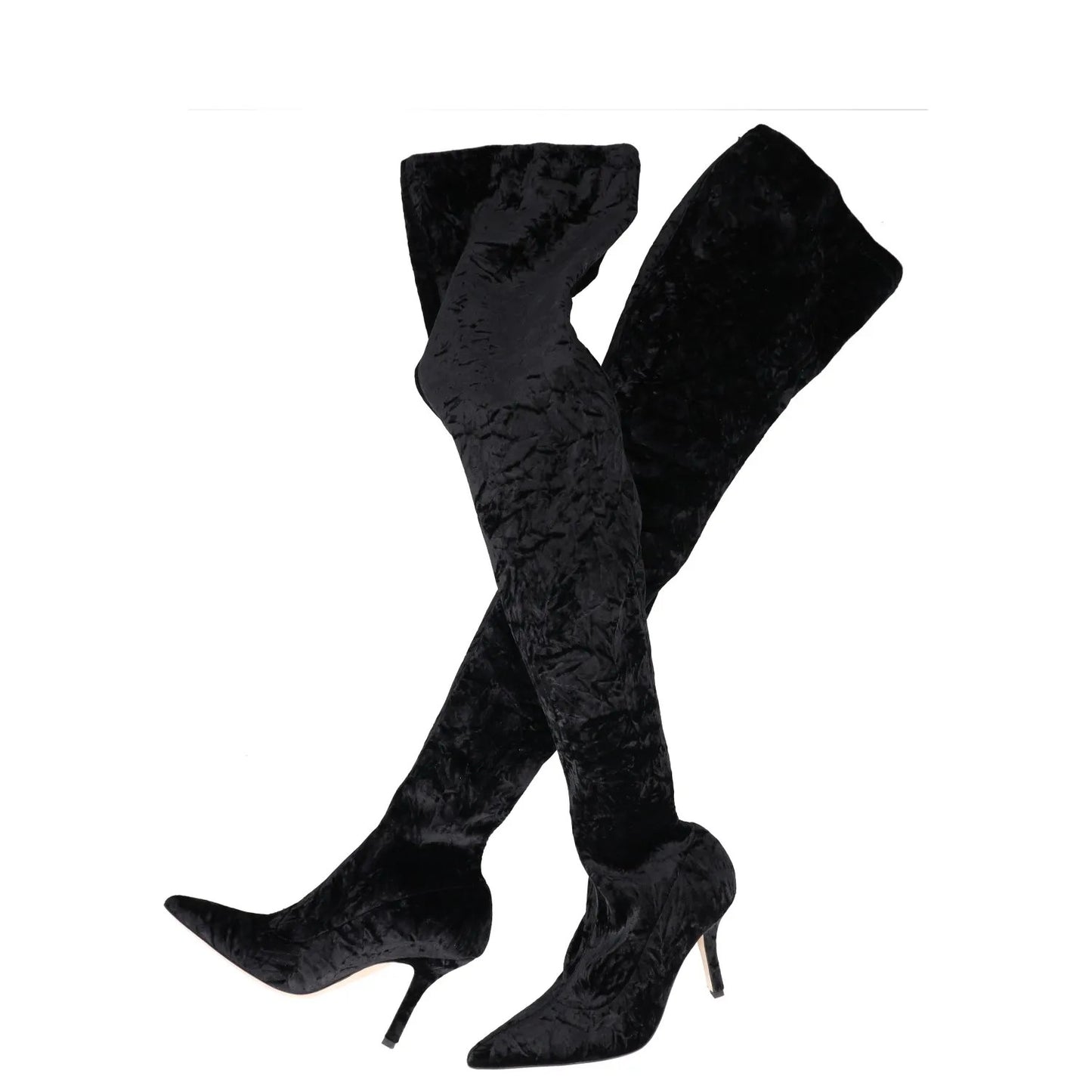 PARIS TEXAS Womens Over Knee Boots Black Synthetic Stiletto Heel UK 5 RRP 450 — View 2