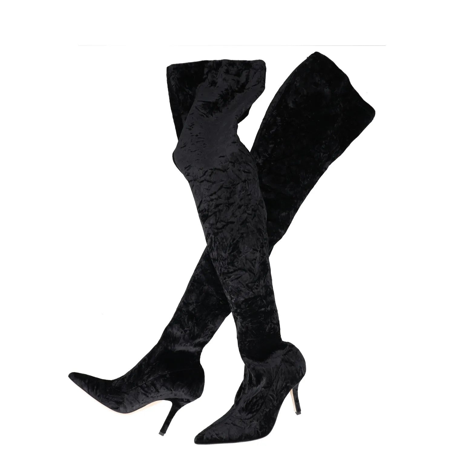 PARIS TEXAS Womens Over Knee Boots Black Synthetic Stiletto Heel UK 5 RRP 450 — View 2