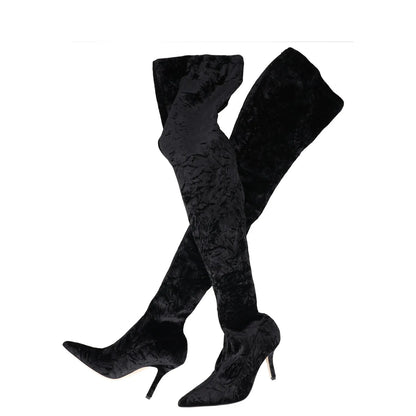 PARIS TEXAS Womens Over Knee Boots Black Synthetic Stiletto Heel UK 5 RRP 450 — View 2