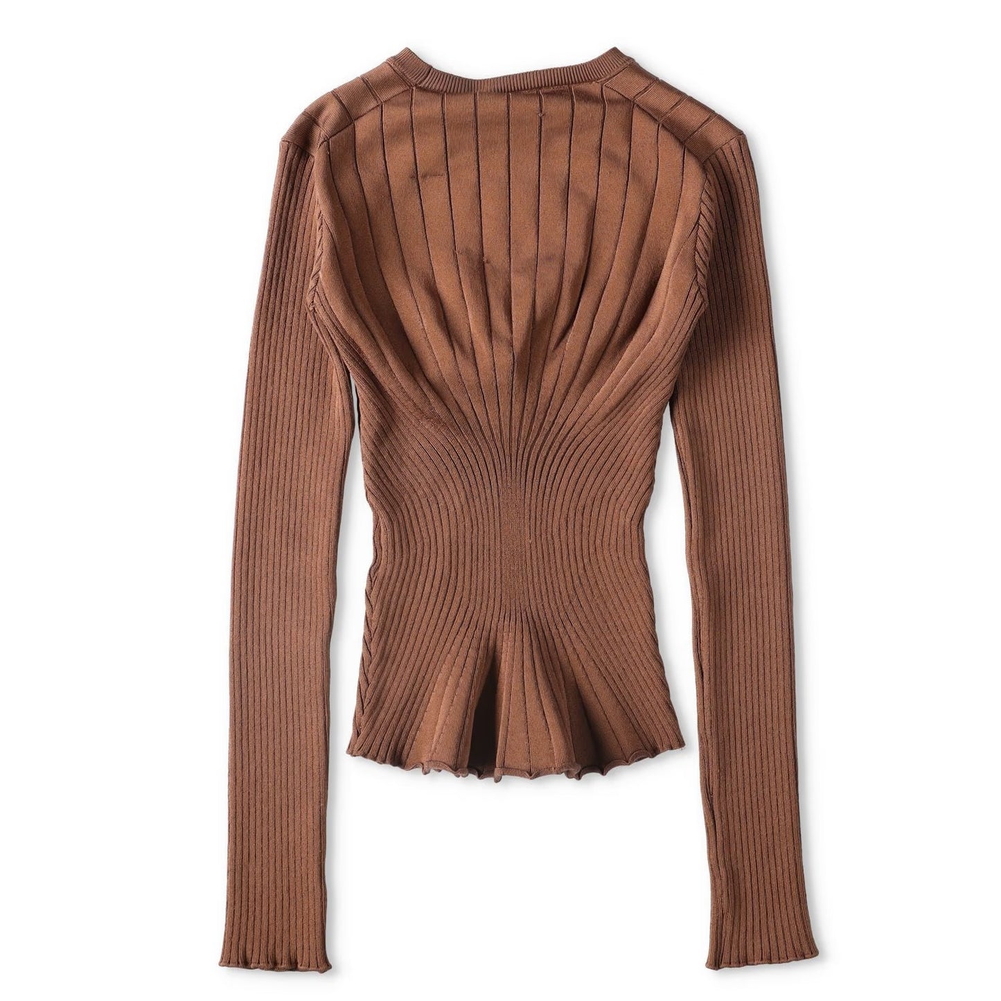MUGLER Womens Top T-Shirt Low Neck Cropped Long Sleeve Brown Size S RRP 60 — View 9