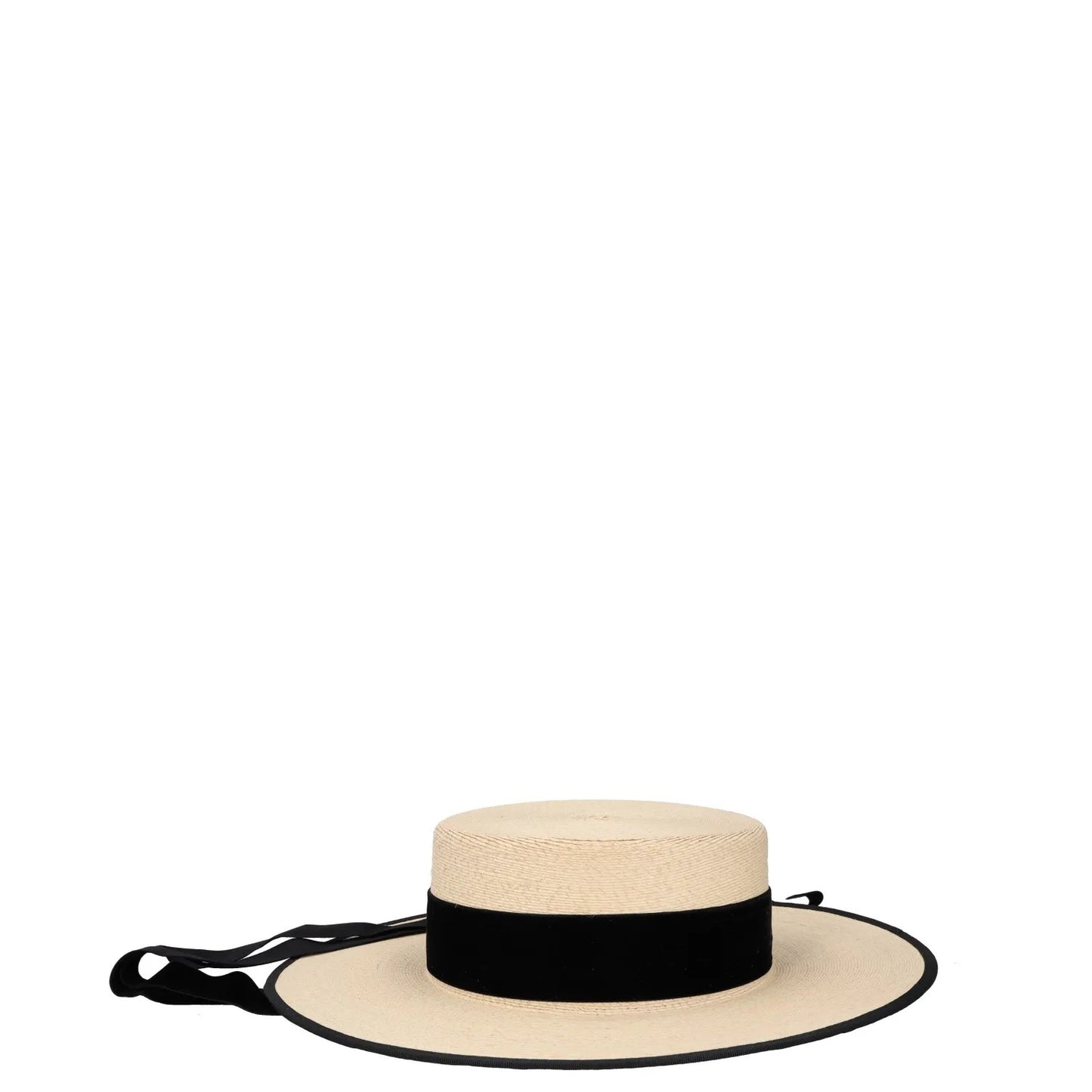 ELIURPI Womens Hat Beige Straw Boater Hat Black Strap Summer Size M RRP 300 — View 3