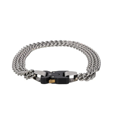 1017 ALYX 9SM Women Chain Necklace Grey Metal Stainless Steel Turn Lock S RRP400 — View 7