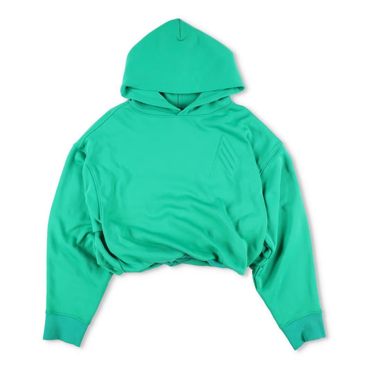 THE ATTICO Womens Cropped Hoodie Green Cotton Blend Pullover Size M RRP 320