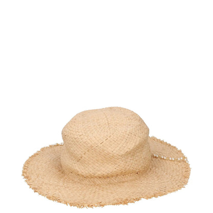 RUSLAN BAGINSKIY Womens Pearl Chain Frayed Fedora Hat Straw Beige Size S RRP 360 — View 4