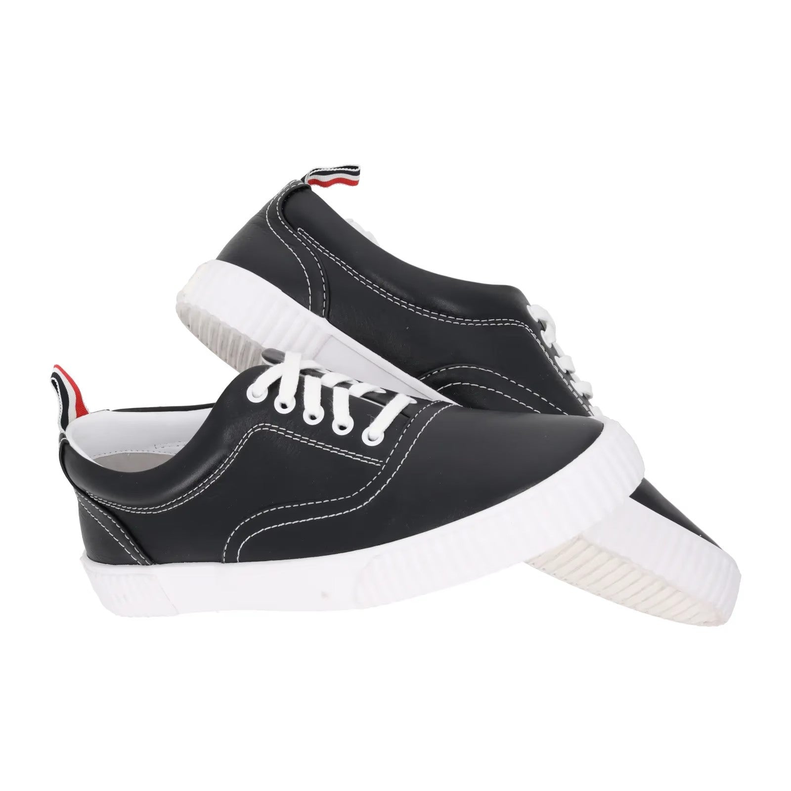 THOM BROWNE Mens Heritage Trainer Rubber Sole Vitello Calf Leather UK10 RRP 630 — View 8