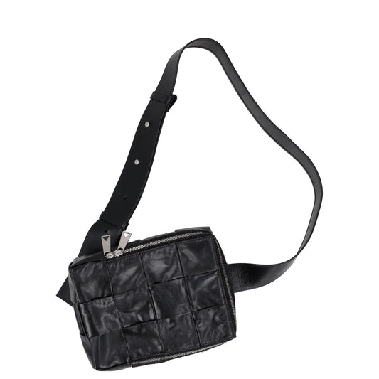 BOTTEGA VENETA Mens Intreccio Cassette Sling Crossbody Bag Black S RRP 1710