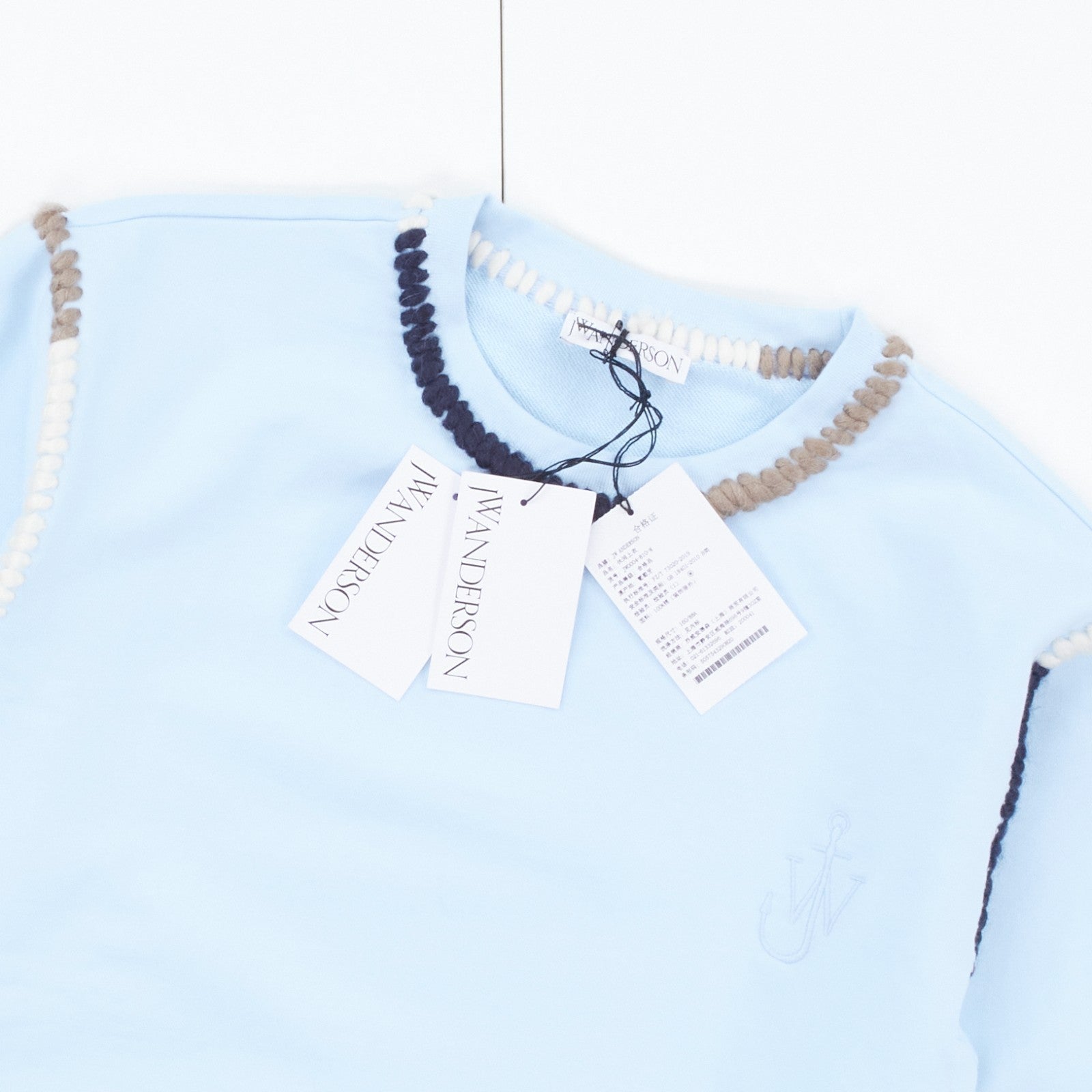 JW ANDERSON Asymmetric Contrast Stitch Crew Sweat Cotton Womens Blue L RRP245 — View 5