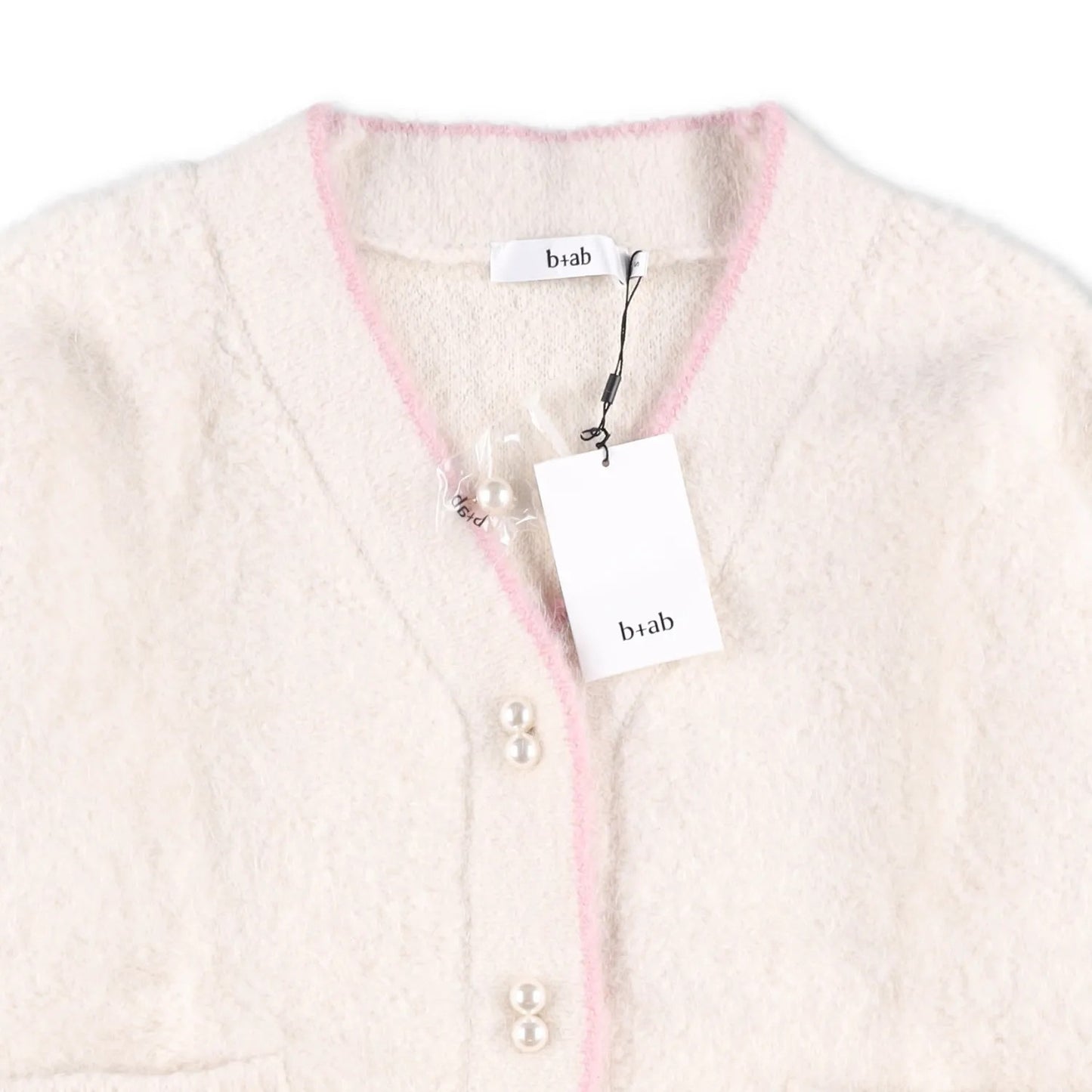 B + AB Womens Jumper Cardigan V-Neck Button Knit Pink Edge Size S RRP 350 — View 6