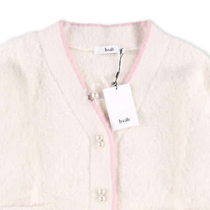 B + AB Womens Jumper Cardigan V-Neck Button Knit Pink Edge Size S RRP 350 — View 6