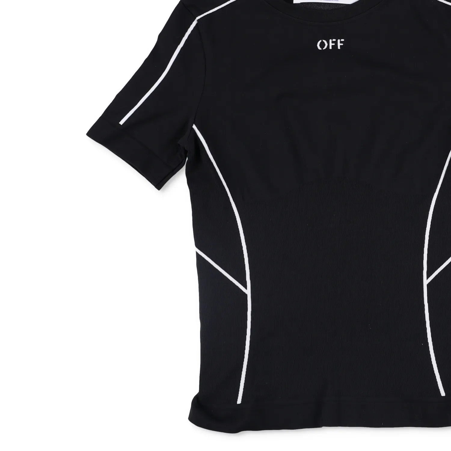 OFF-WHITE T-Shirt Black Synthetic White Striped Crew Neck Slim Fit S RRP250 — View 3