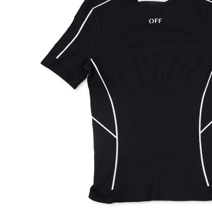 OFF-WHITE T-Shirt Black Synthetic White Striped Crew Neck Slim Fit S RRP250 — View 3
