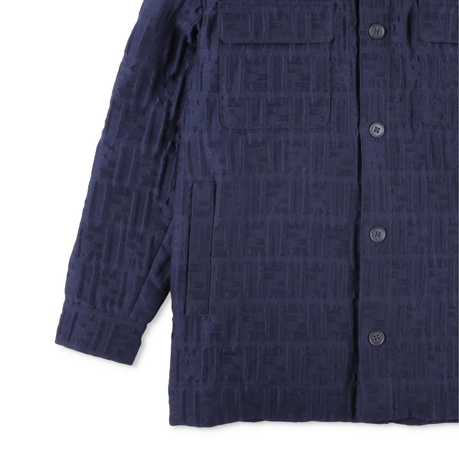 FENDI Mens Blouson Embossed Jacket Shirt Jacket Blue Knit Size 48 RRP 2150 — View 4