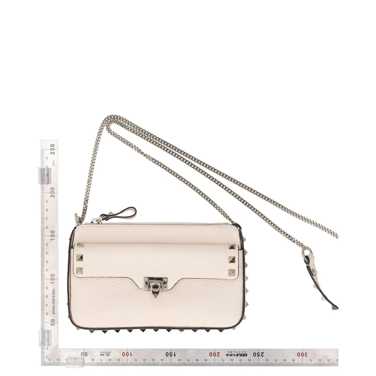 VALENTINO Womens Handbag Cream Leather Textured Studded Size S RRP 950 — View 4