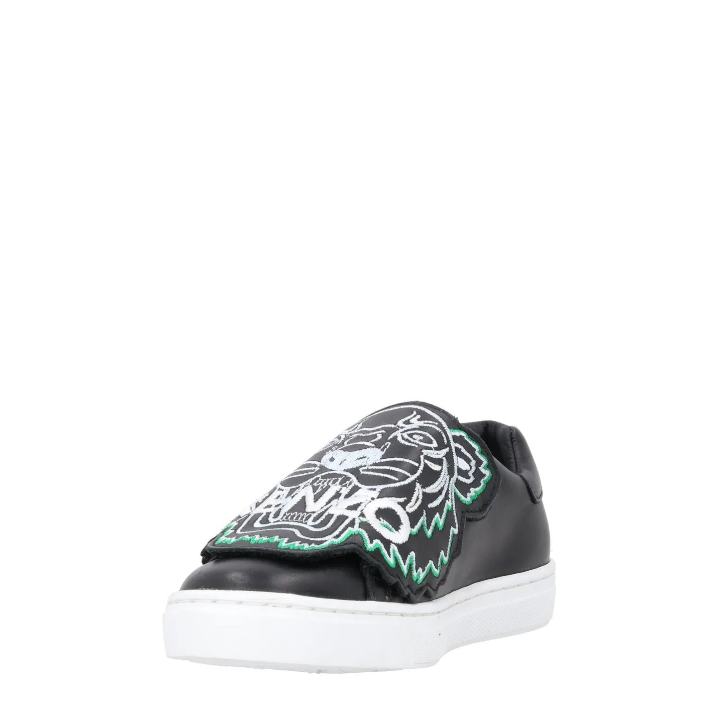 KENZO Kids Leather Basket Leather Low Top Black Slip On Sneakers UK C1 RRP 255 — View 3
