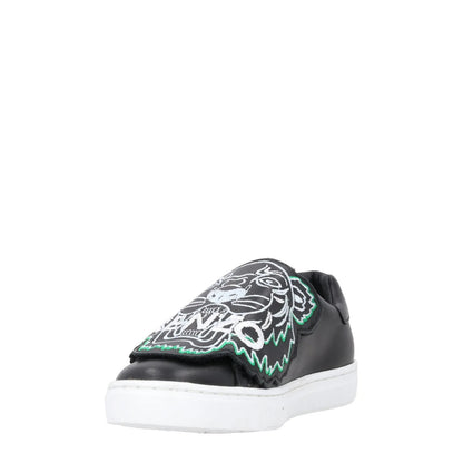 KENZO Kids Leather Basket Leather Low Top Black Slip On Sneakers UK C1 RRP 255 — View 3