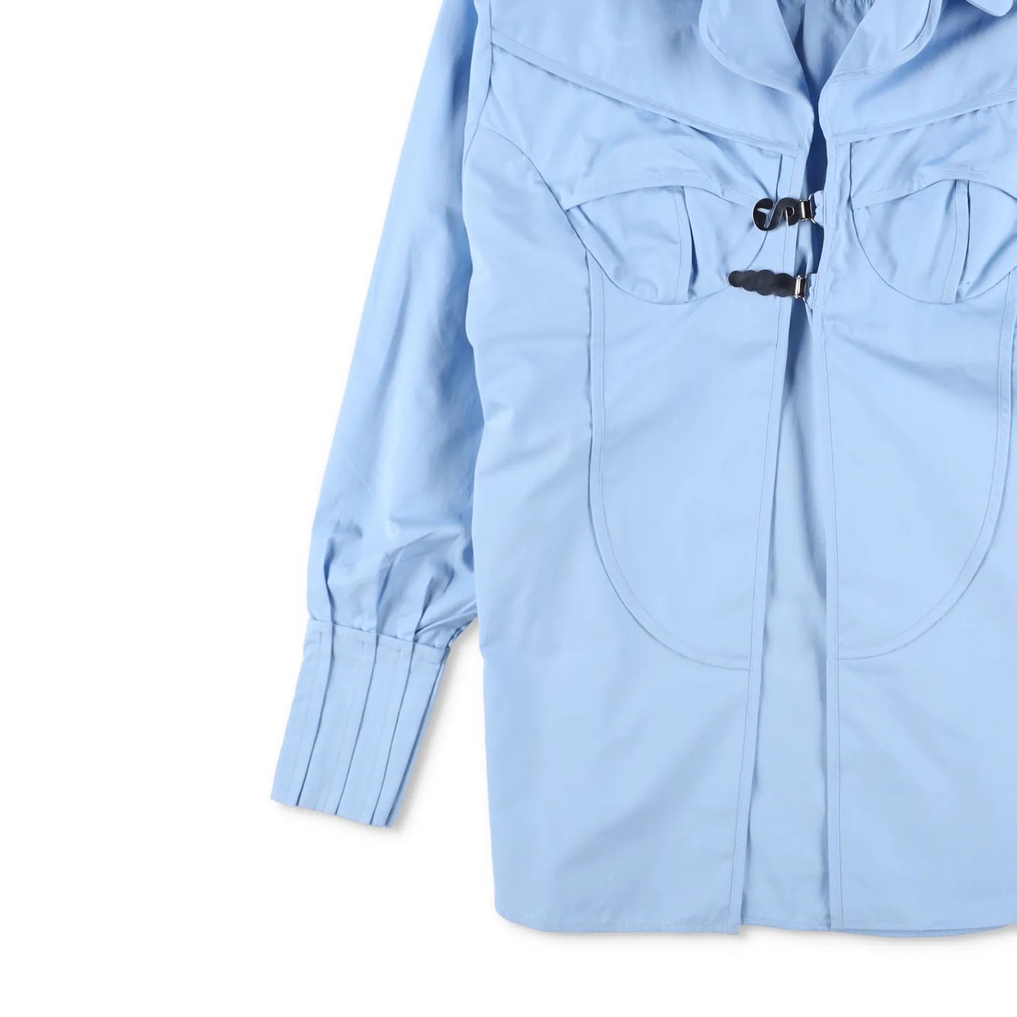 SINEAD O'DWYER Womens Pyjama Shirt Blue Button-Up Cotton Buckle Toggle 12 RRP755 — View 3