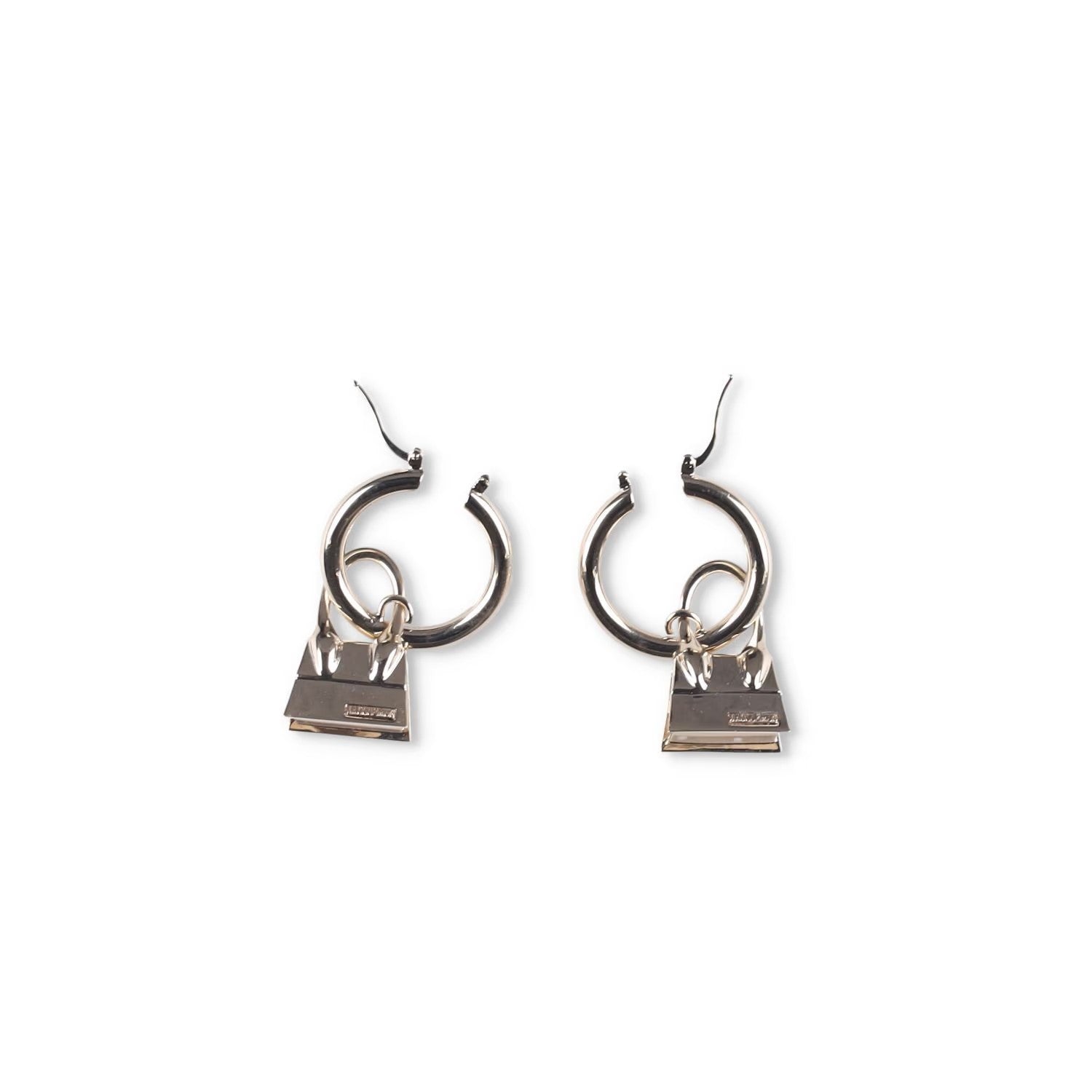 JACQUEMUS Les Creoles Chiquito Dangle Earrings Metallic Snap Closure OS RRP 165 — View 3