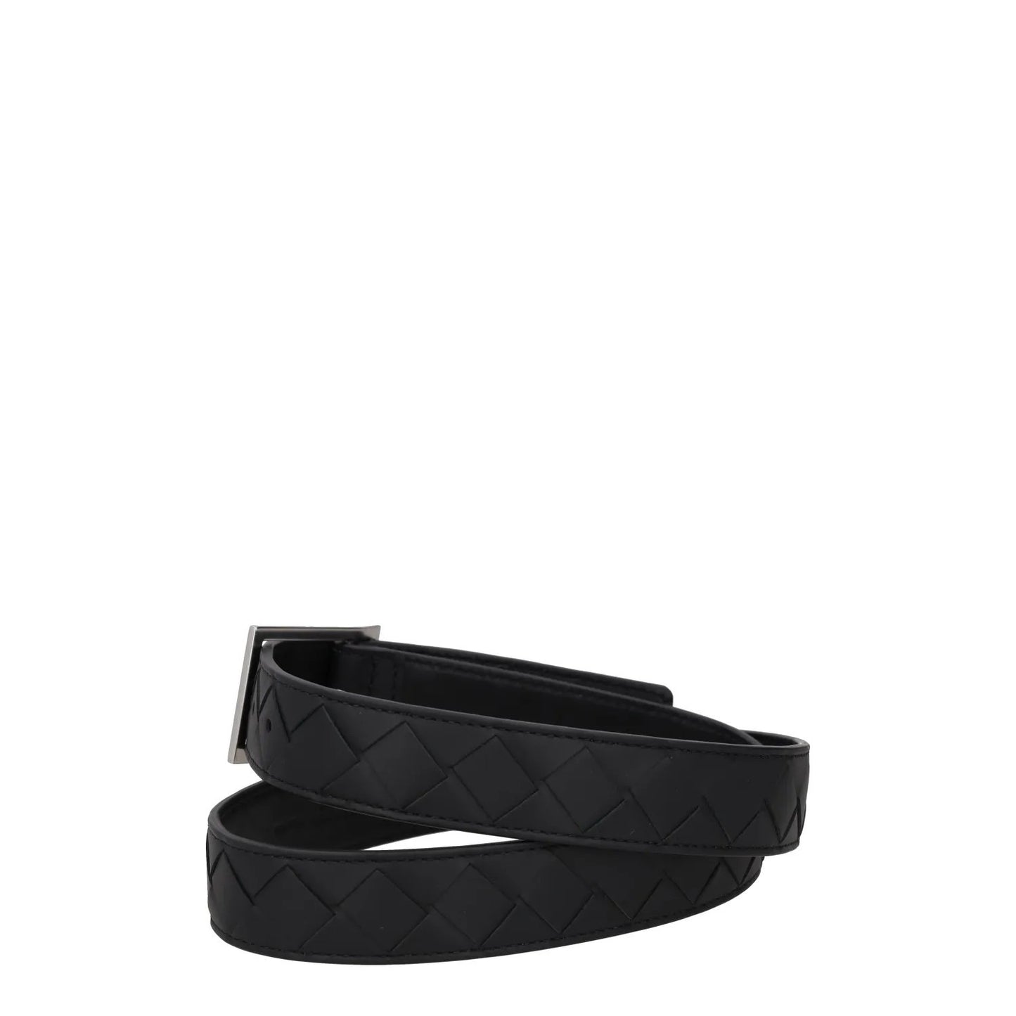 BOTTEGA VENETA Womens Belt Black Leather Dark Silver Buckle Size 90 RRP 550 — View 3