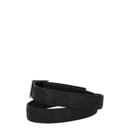 BOTTEGA VENETA Womens Belt Black Leather Dark Silver Buckle Size 90 RRP 550 — View 3