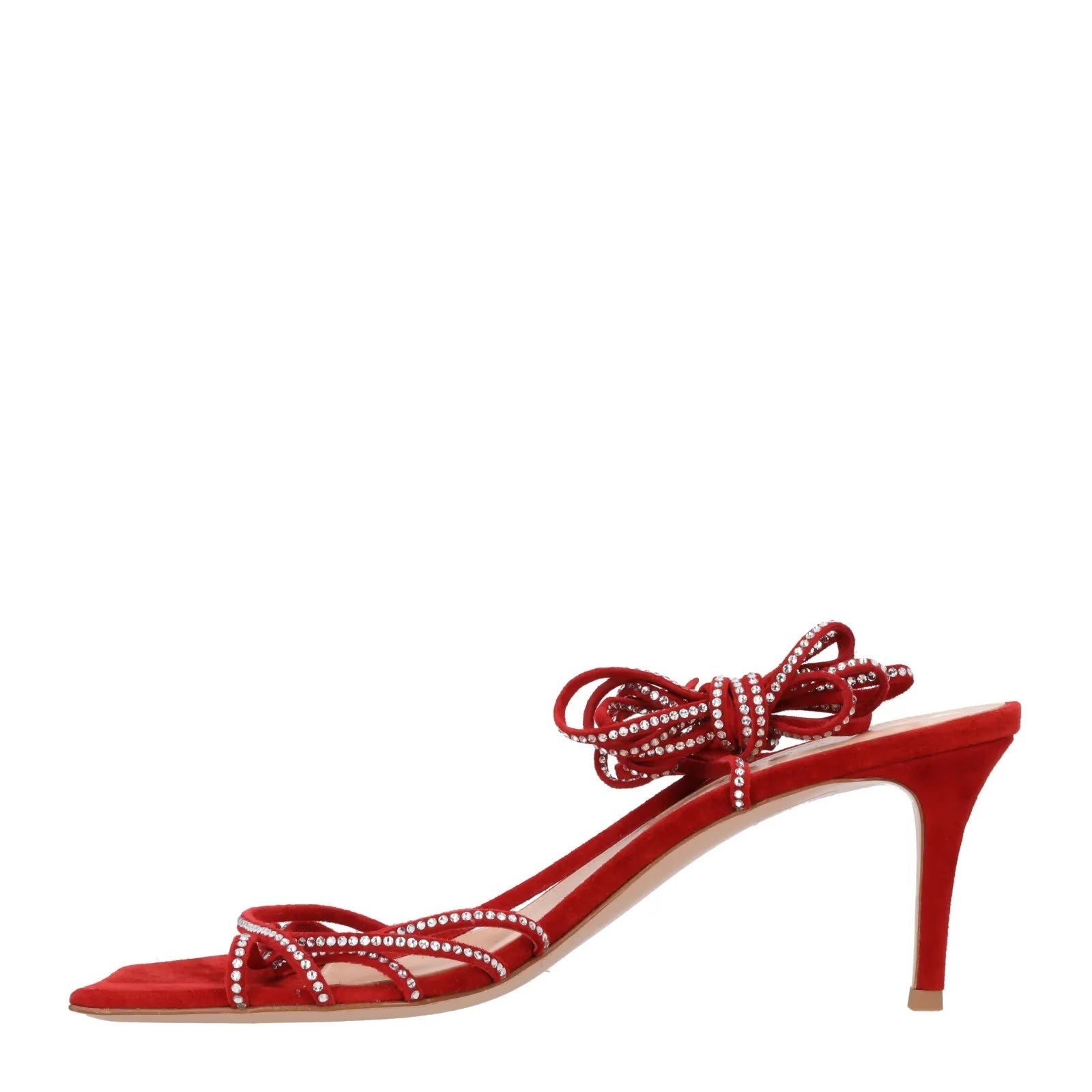 GIANVITO ROSSI Womens Red Stiletto Sandal Leather Strappy Square Toe UK7 RRP1099 — View 4