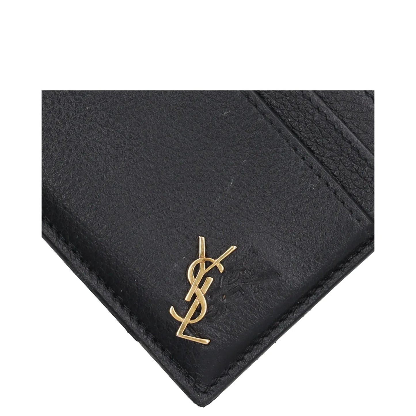 SAINT LAURENT Womens Tiny Monogramme Card Holder Black Gold One Size RRP 190 — View 3