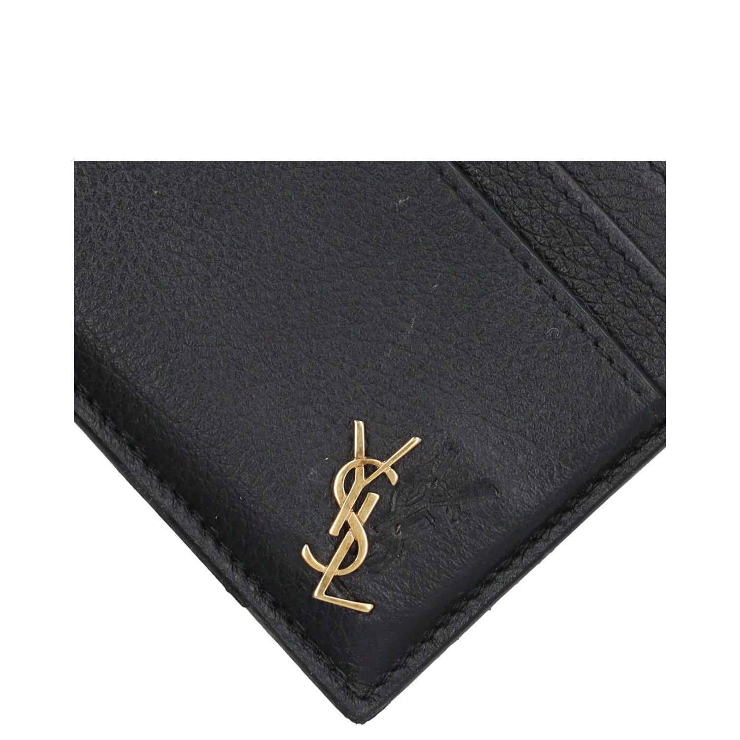 SAINT LAURENT Womens Tiny Monogramme Card Holder Black Gold One Size RRP 190 — View 3