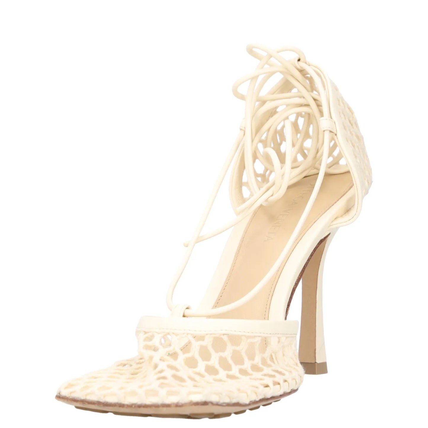 BOTTEGA VENETA Womens Court Heels Beige Synthetic Lace Open Toe UK 4 RRP 770 — View 3