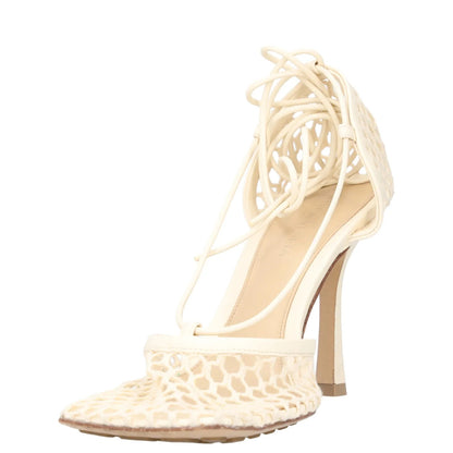 BOTTEGA VENETA Womens Court Heels Beige Synthetic Lace Open Toe UK 4 RRP 770 — View 3
