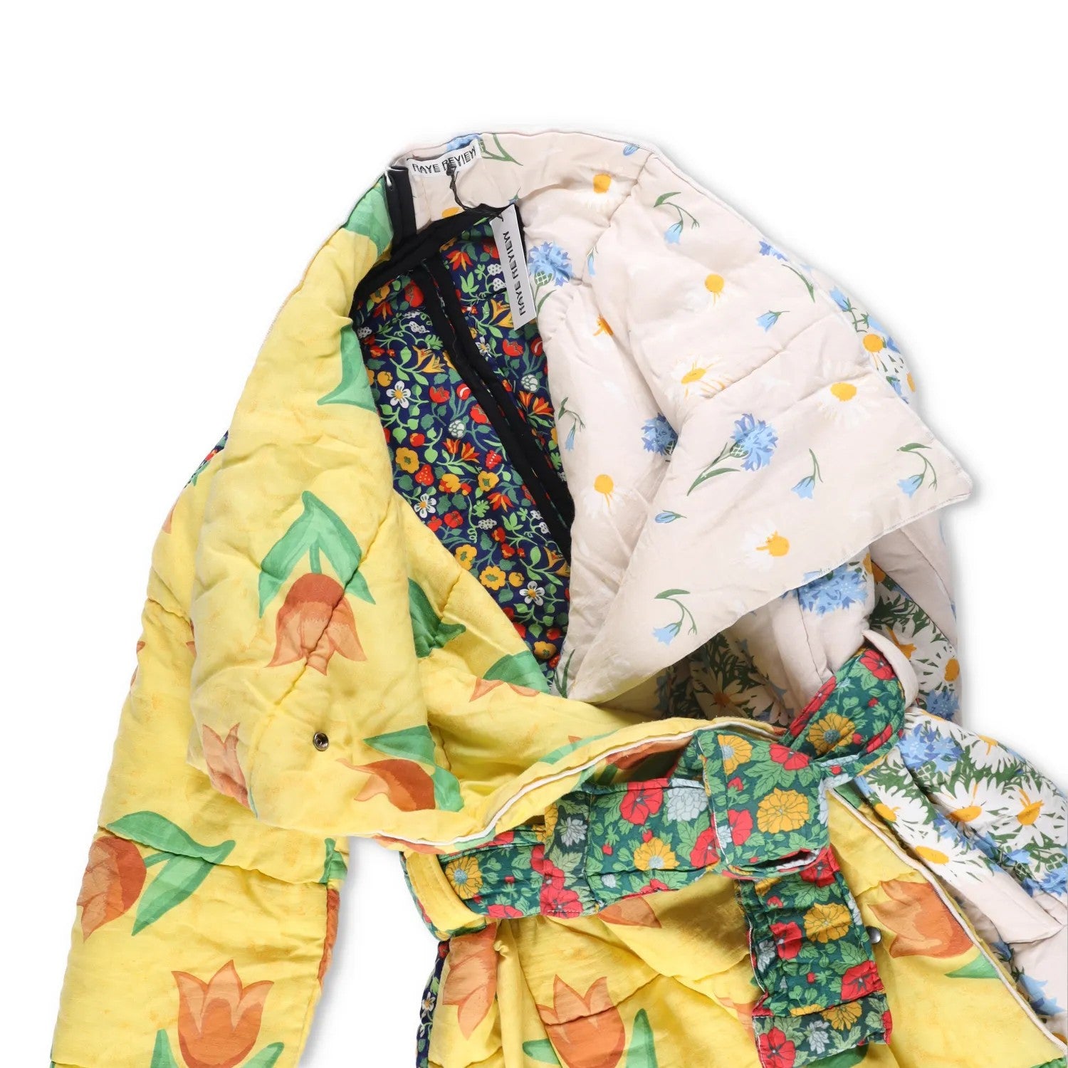 RAVEREVIEW Womens Coat Multicoloured Quilted Cotton Tie Closure One Size RRP1750 — View 6
