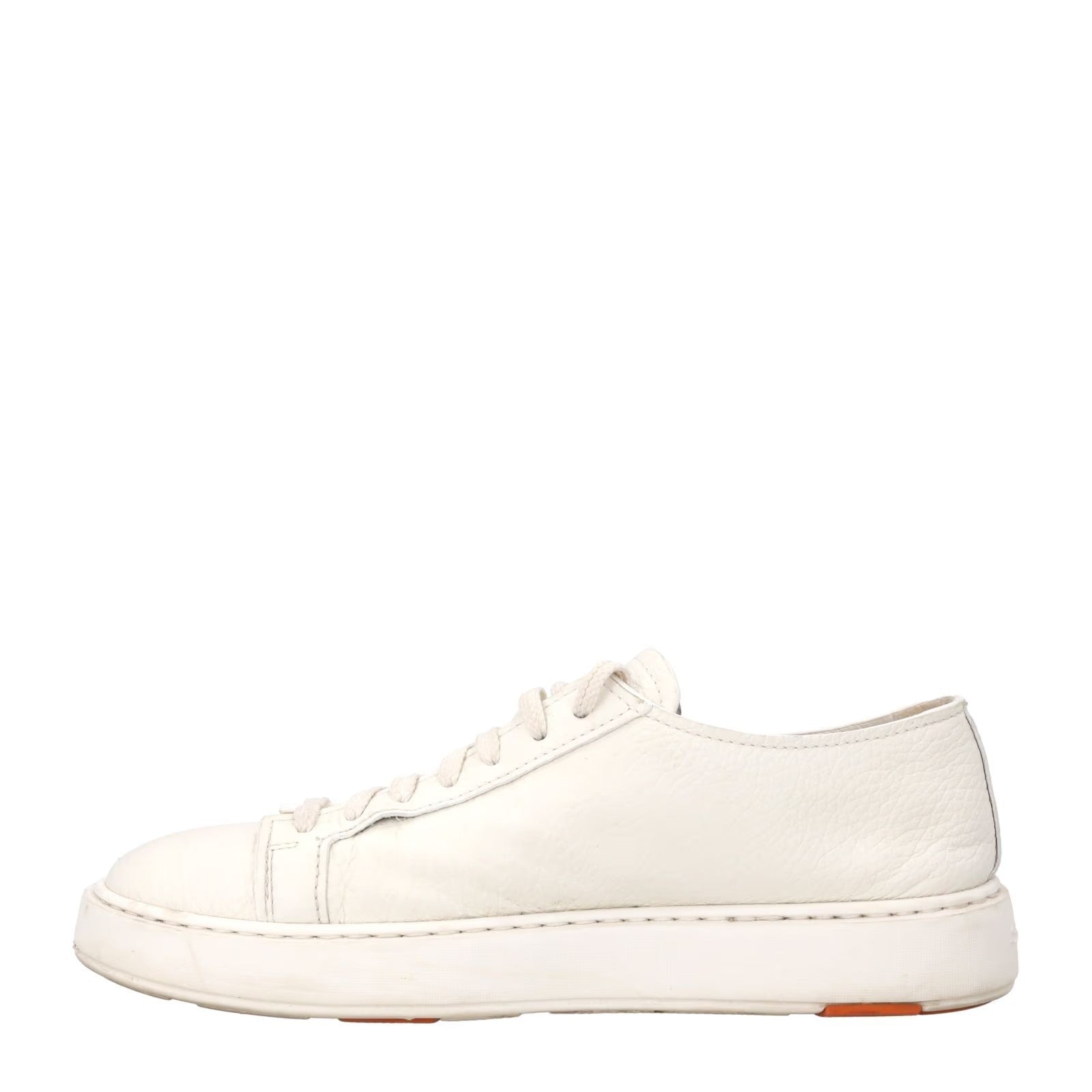 SANTONI Mens Biking Sneakers Lace Up Low Top White Leather UK 7.5 RRP 475 — View 4