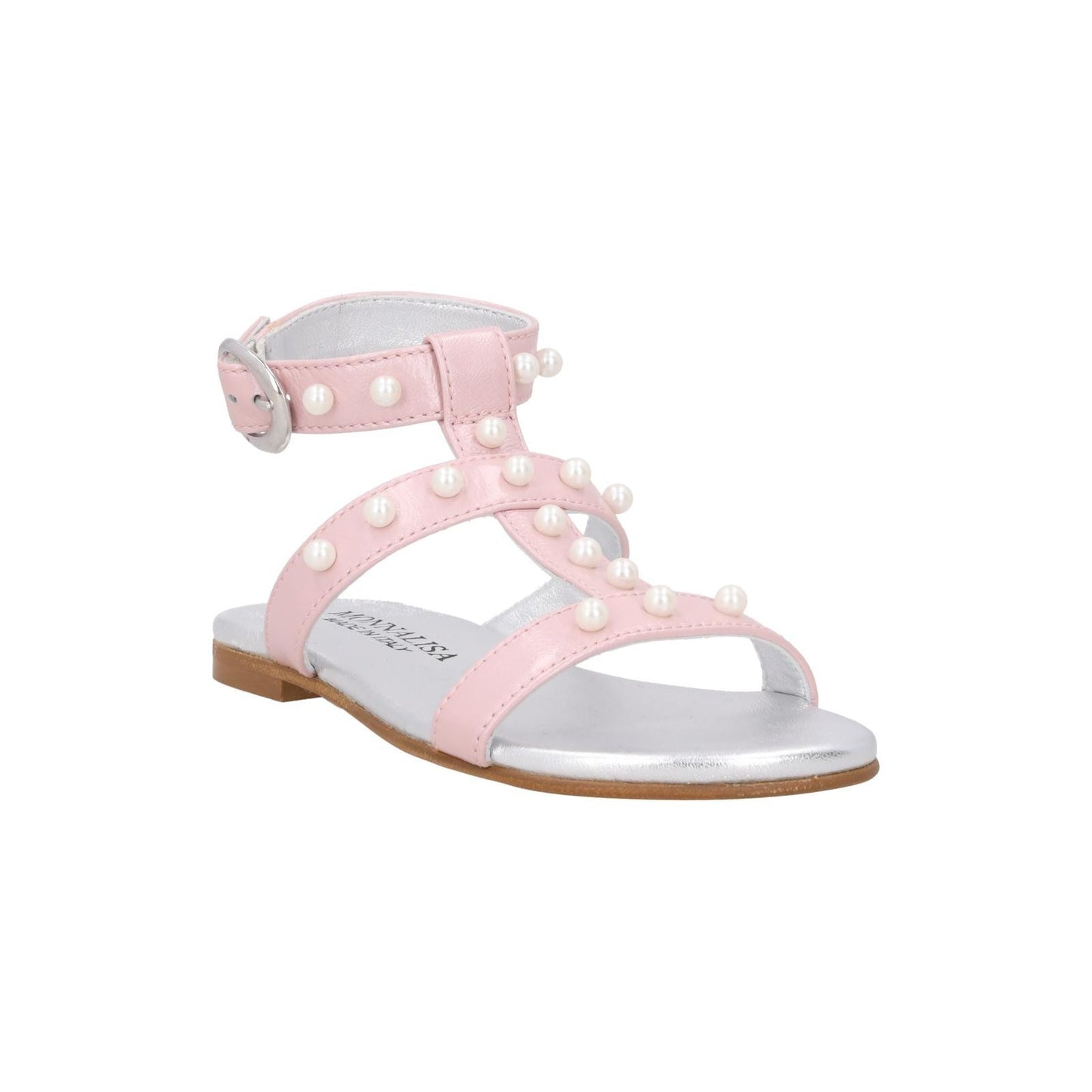 MONNA LISA Kids Sandals Pink Sandalo Con Perle Laminat Leather 28 RRP 205 — View 2