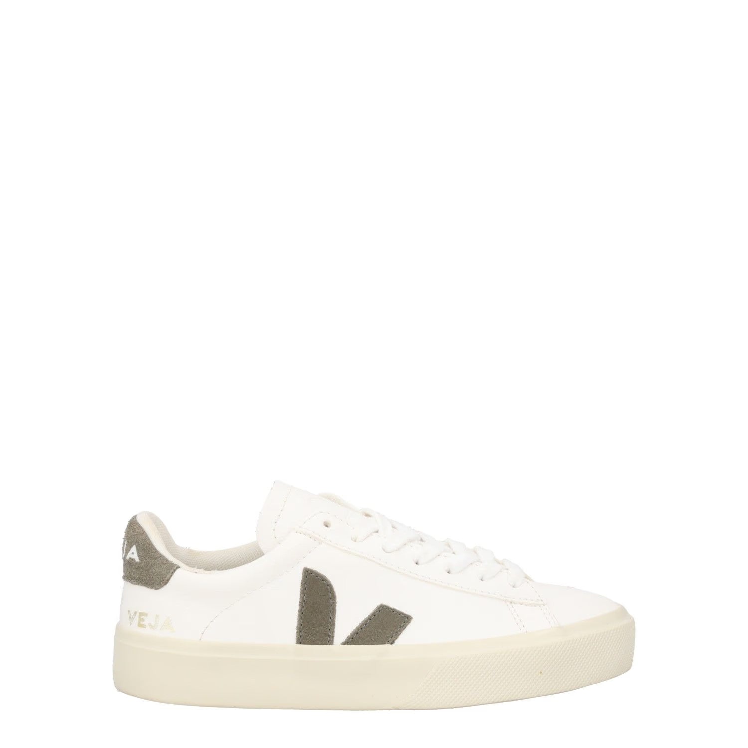VEJA Womens Campo Trainers White Khaki Leather Low Tops Lace Up UK 2 RRP 150