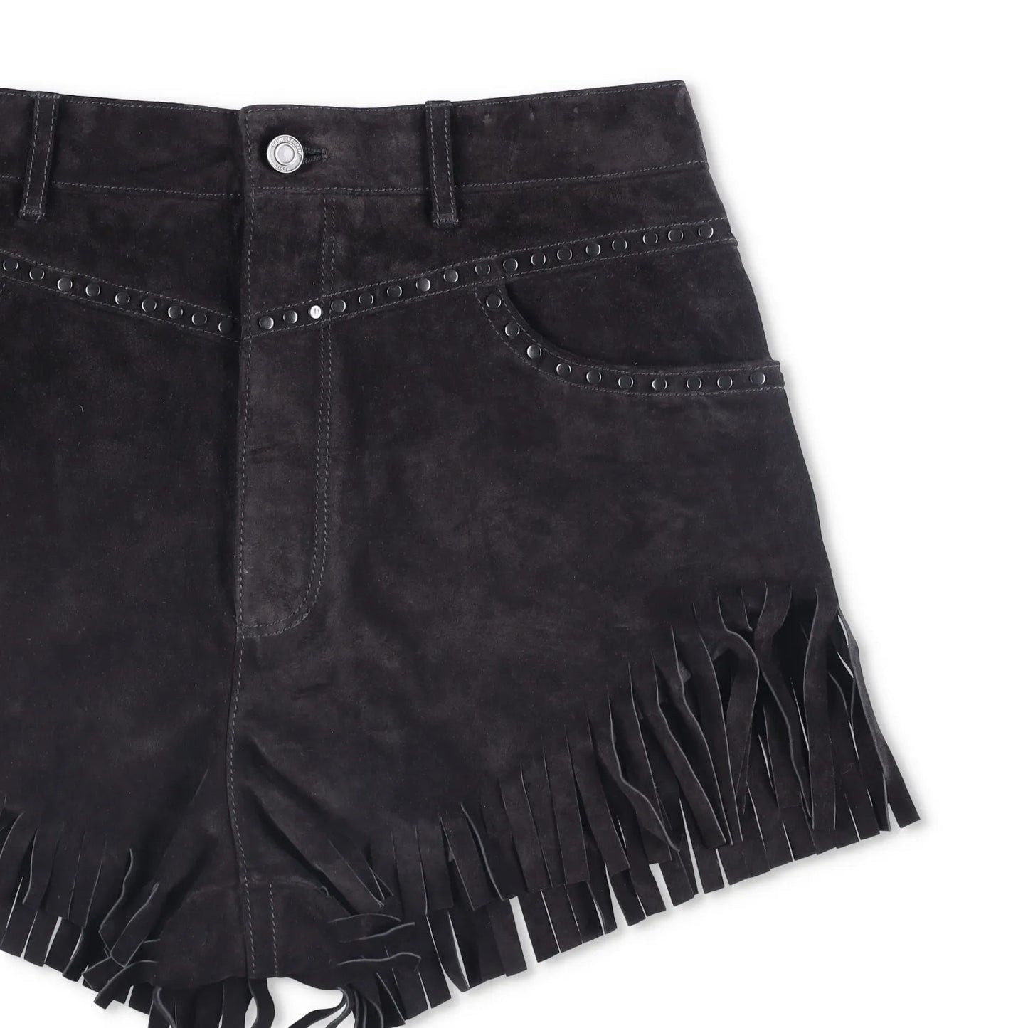 SAINT LAURENT Womens Shorts Black Leather Fringe Accents Size 40 RRP 1500 — View 4