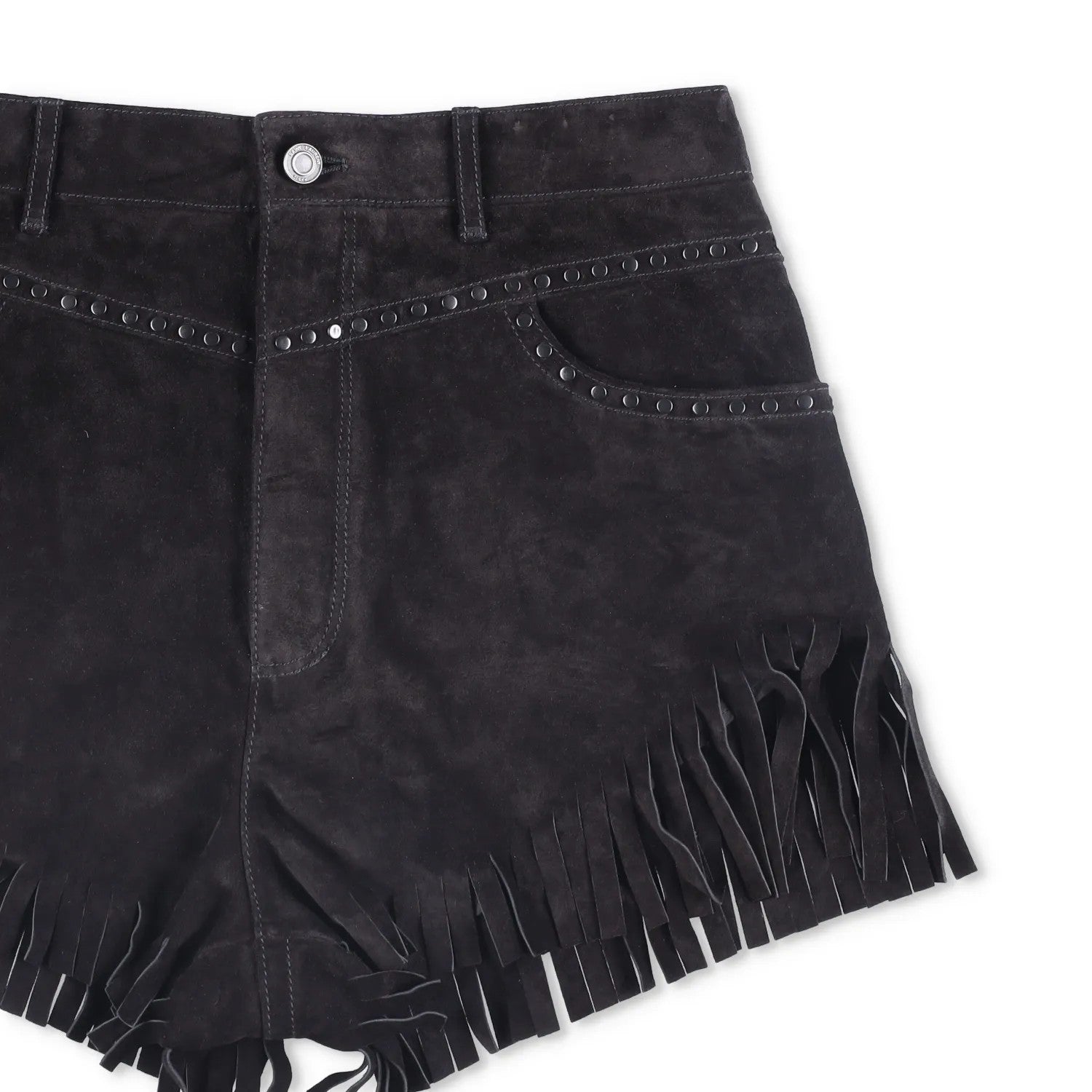 SAINT LAURENT Womens Shorts Black Leather Fringe Accents Size 40 RRP 1500 — View 4