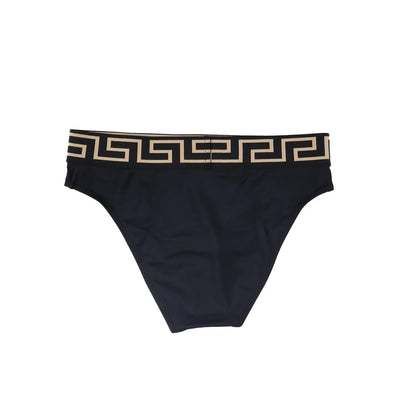 VERSACE Women E Bikini Bottoms Logo Elasticated Waistband Black Size S RRP 150 — View 3